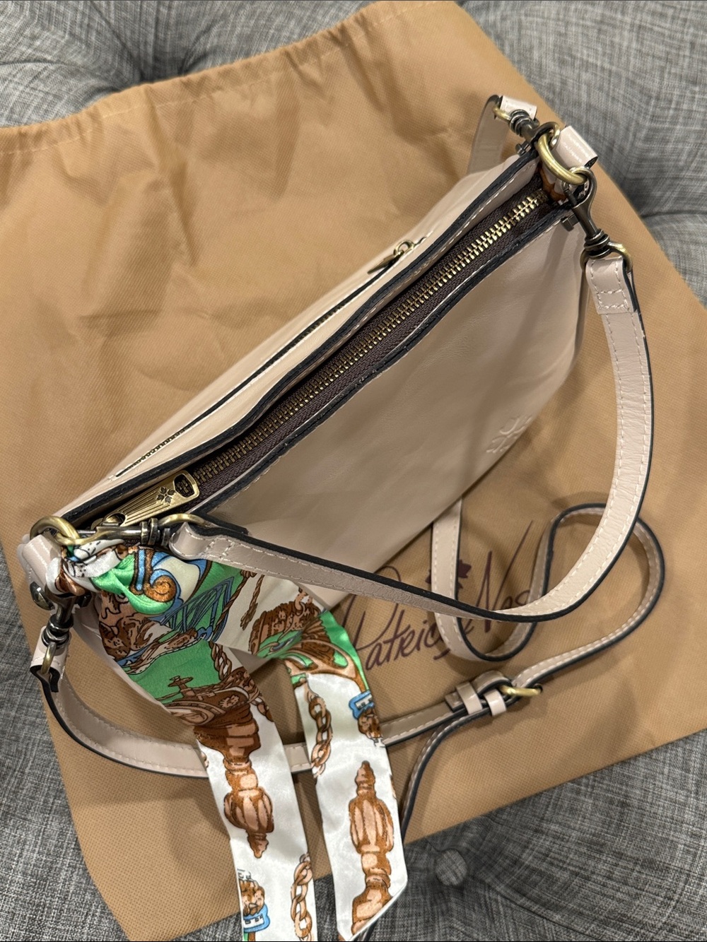 Patricia Nash Bag Betta Cream Leather Shoulder Bag Crossbody Satchel - Picture 11 of 17